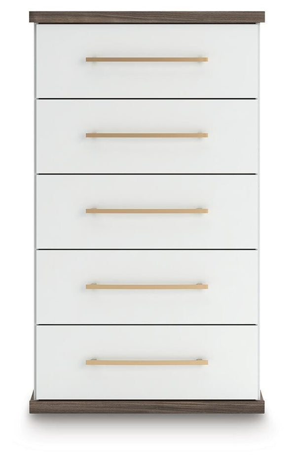 Kendanport 5-Drawer Chest Brown/White