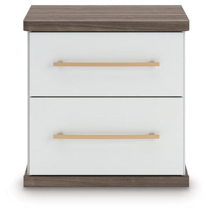 Kendanport 2-Drawer Nightstand with USB Brown/White