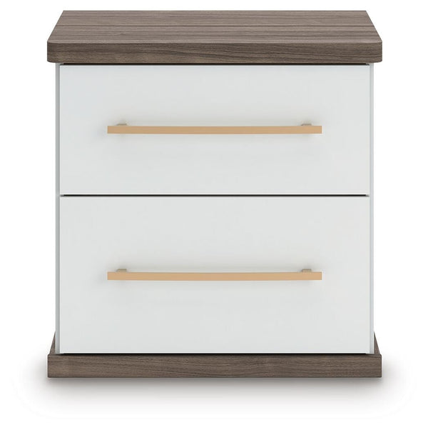 Kendanport 2-Drawer Nightstand with USB Brown/White