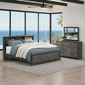 Broachmyn King Bookcase Headboard Black/Gray