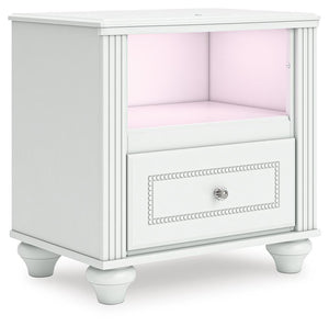 Kozlani 1-Drawer Nightstand with USB & Night Light White