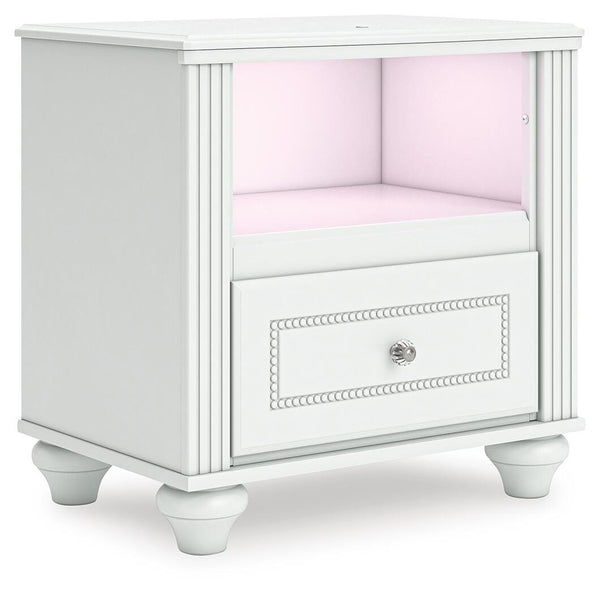 Kozlani 1-Drawer Nightstand with USB & Night Light White