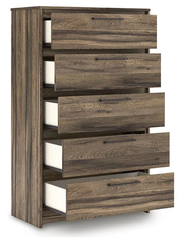 Elbrim 5-Drawer Chest Brown