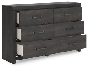 Hollivern 6-Drawer Dresser Dark Gray