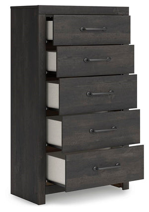 Hollivern 5-Drawer Chest Dark Gray