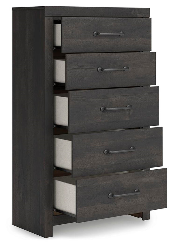 Hollivern 5-Drawer Chest Dark Gray