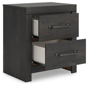 Hollivern 2-Drawer Nightstand with USB Dark Gray