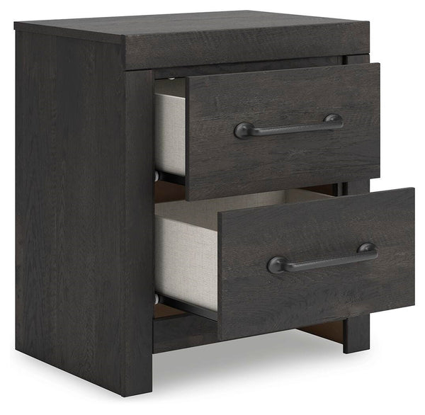 Hollivern 2-Drawer Nightstand with USB Dark Gray