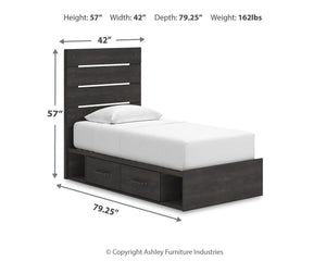 Hollivern Twin Panel Storage Bed Dark Gray