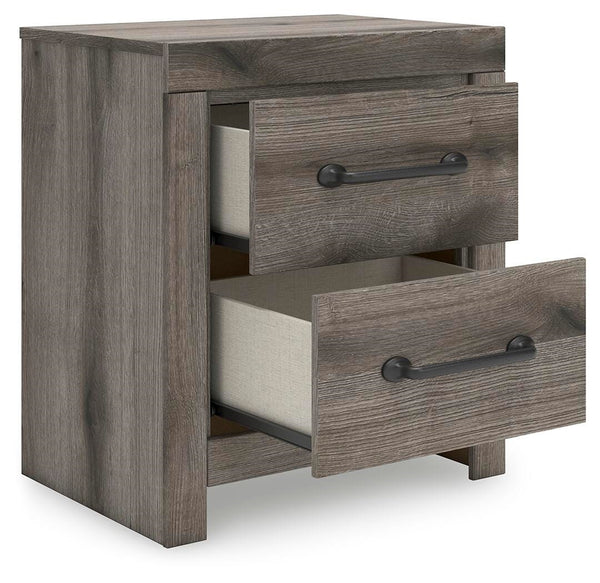 Graystorm 2-Drawer Nightstand with USB Brown Gray