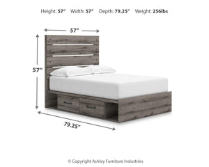 Graystorm Full Panel Bed with Storage Brown Gray