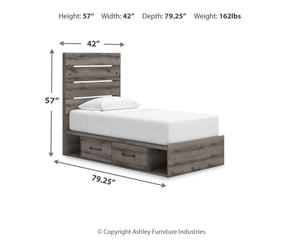 Graystorm Twin Panel Storage Bed Brown Gray