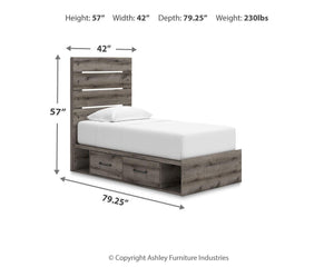 Graystorm Twin Panel Bed with Storage Brown Gray