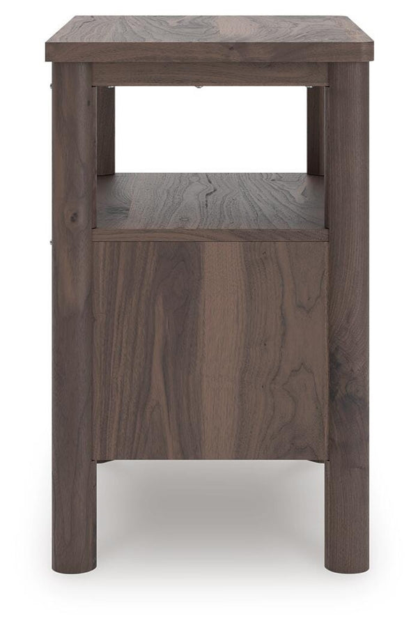 Pamytta 1-Drawer Nightstand with USB & Night Light Brown