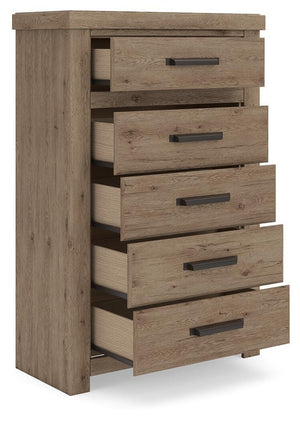 Oliandon 5-Drawer Chest Light Brown