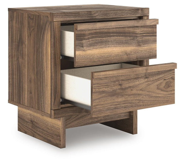 Chirason 2-Drawer Nightstand with USB & Wireless Charger Brown