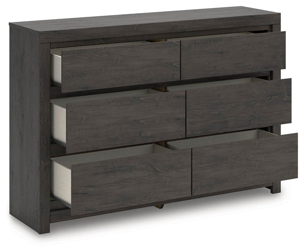 Fraluna 6-Drawer Dresser Charcoal