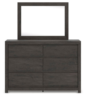 Fraluna 6-Drawer Dresser & Mirror Charcoal