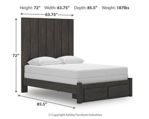 Fraluna Queen Panel Storage Bed Charcoal