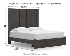 Fraluna King Panel Storage Bed Charcoal
