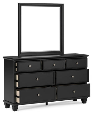 Lanolee 7-Drawer Dresser & Mirror Black