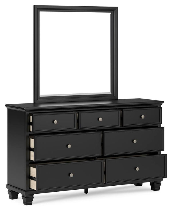 Lanolee 7-Drawer Dresser & Mirror Black
