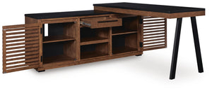 Kallari Credenza with Desk Return Warm Brown/Black