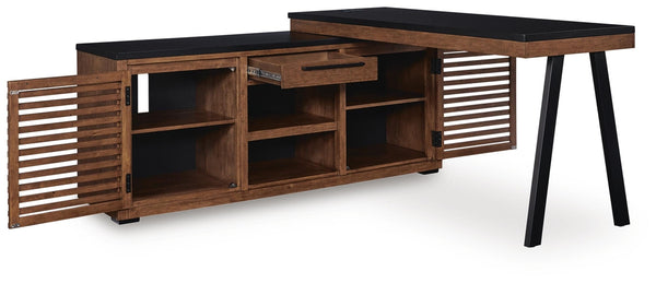 Kallari Credenza with Desk Return Warm Brown/Black