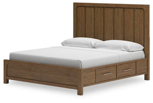 Cabalynn California King Panel Bed with 4-Drawers of Storage Light Brown