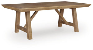 Ridgester Regular Leaf Rectangle Dining Extension Table Light Brown