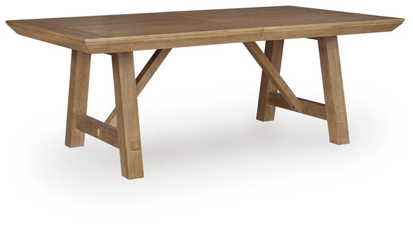 Ridgester Regular Leaf Rectangle Dining Extension Table Light Brown