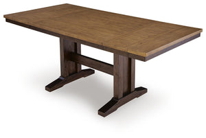 Rylandeen Counter-Height Regular Leaf Rectangle Dining Extension Table Light Brown/Dark Brown