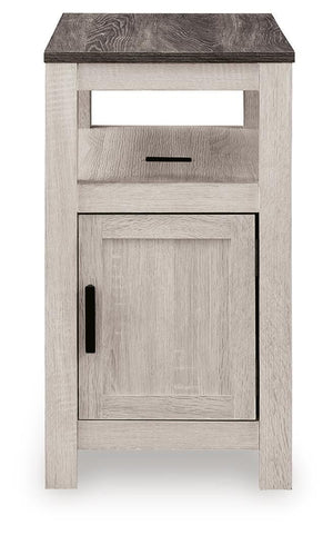 Fendenmore 1-Door Chairside End Table with USB Brown Gray/Antique White