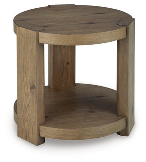 Flangren Round End Table Light Brown