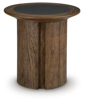Dontayne Round End Table Warm Brown