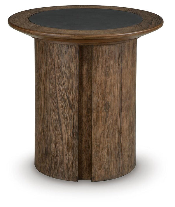 Dontayne Round End Table Warm Brown