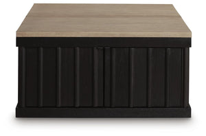 Rylandyn 2-Door Lift-Top Castered Coffee Table Black/Light Brown