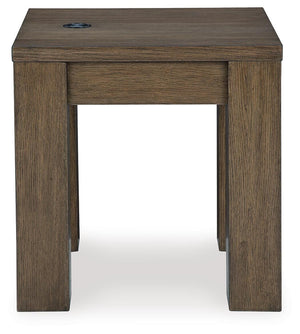 Rosswain End Table with USB Warm Brown