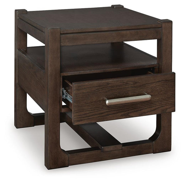 Breckington 1-Drawer End Table Dark Brown