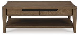 Roanhowe 2-Drawer Rectangle Coffee Table Brown