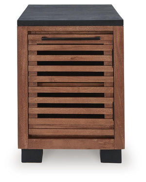 Kallari 1-Door Chairside End Table Warm Brown/Black