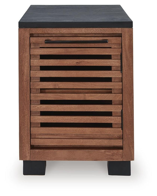 Kallari 1-Door Chairside End Table Warm Brown/Black