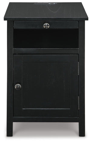 Treytown Rectangle 1-Door Chairside End Table Black