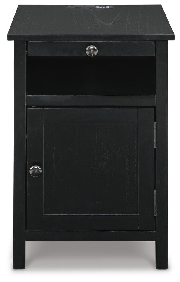 Treytown Rectangle 1-Door Chairside End Table Black