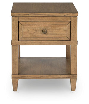 Sharlance 1-Drawer End Table with USB Light Brown
