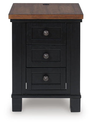Wildenauer 3-Drawer Chairside End Table with USB Brown/Black