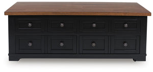 Wildenauer 2-Drawer Lift-Top Coffee Table Brown/Black