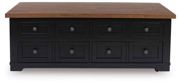 Wildenauer 2-Drawer Lift-Top Coffee Table Brown/Black