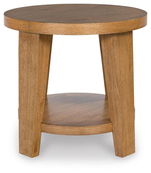 Kristiland Round End Table Light Brown