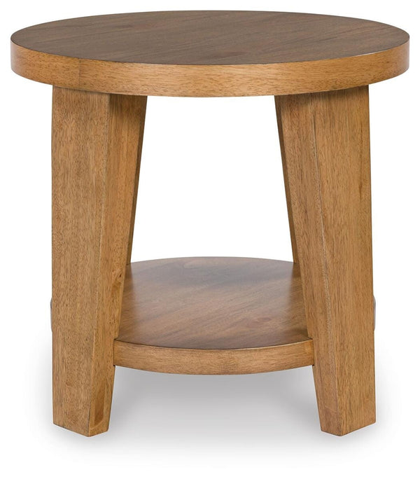 Kristiland Round End Table Light Brown